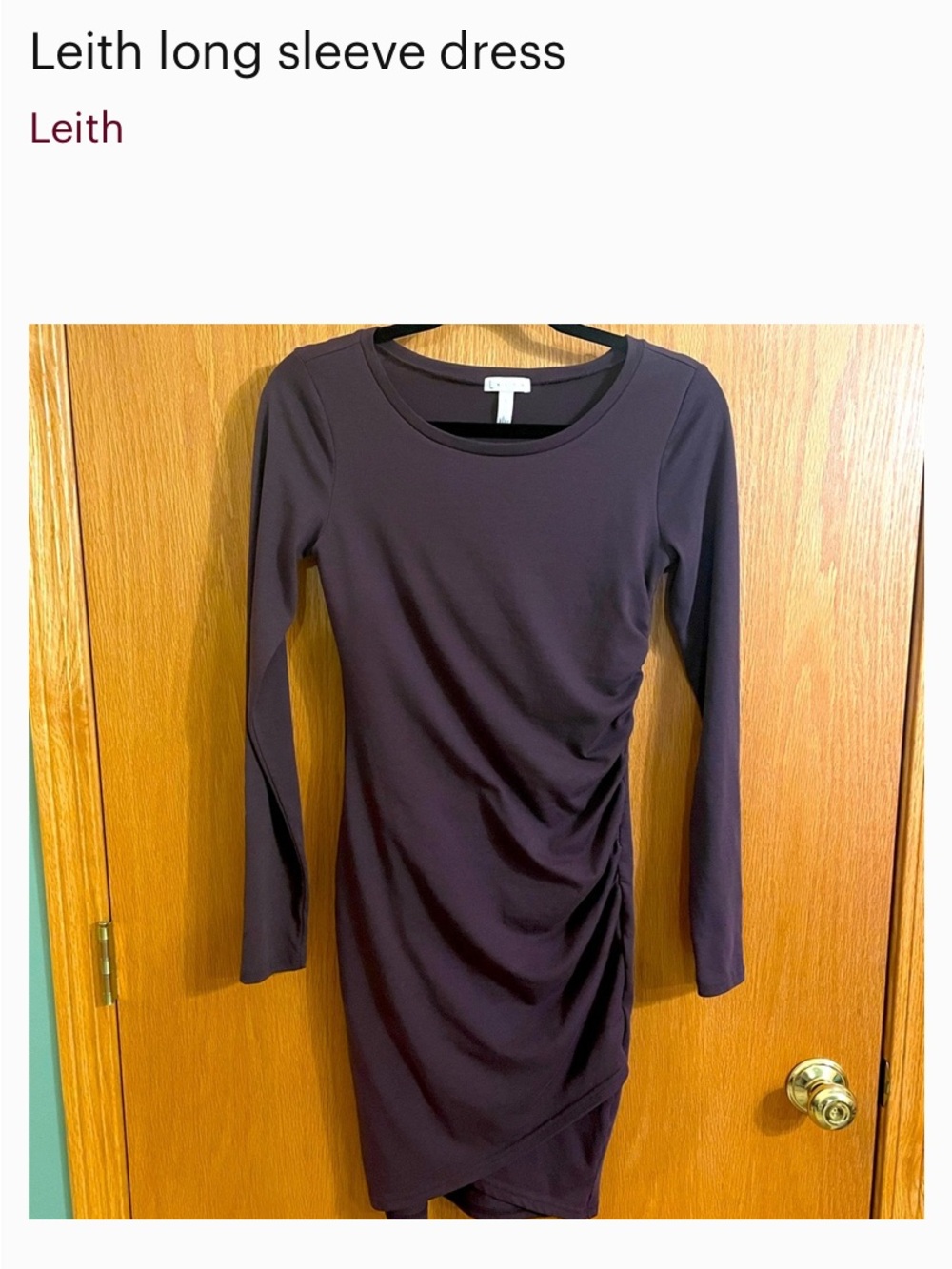Leith Long Sleeve Ruched Bodycon Dress - black